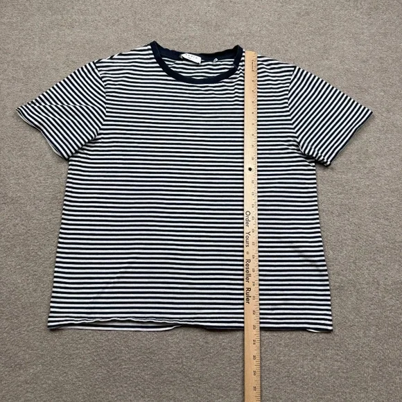 Sandro Paris Shirt Womens Medium M Black Short Sleeve Striped Crop - Picture 2 of 9